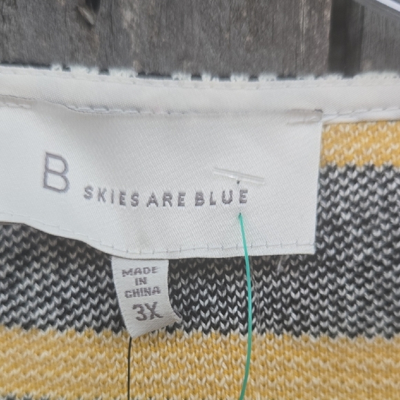 Skies Are Blue Patterned Cardigan with Yellow and Black Stripes - Picture 2 of 8